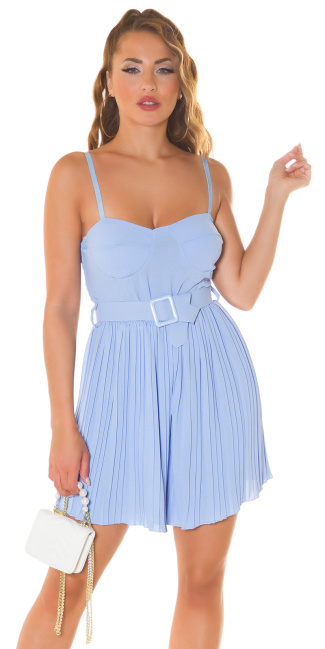 Bandeau Plissee Overall with belt Blue